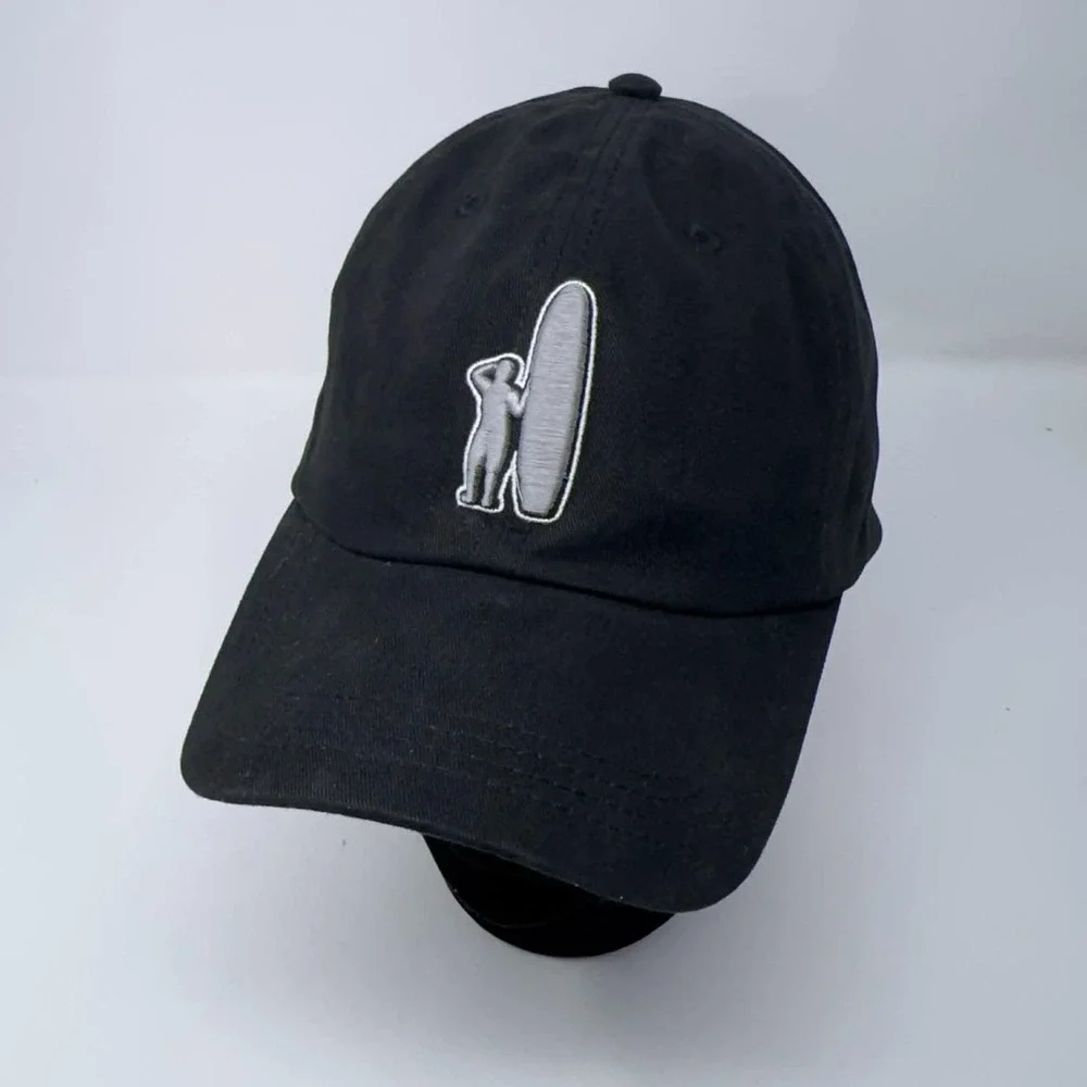 Johnny-O Hat Black 3D Embroidered Logo Surfing Adjustable Hat West Coast Prep